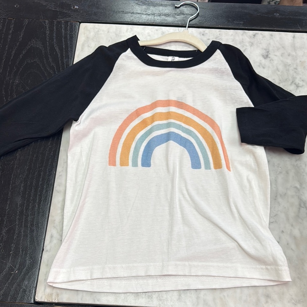 Tultex Black and White Long Sleeve Tee with Rainbow Design